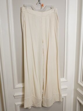 NVW Sienna Sky Wide Leg Flowy Elastic Waist Textured Pants, Size L